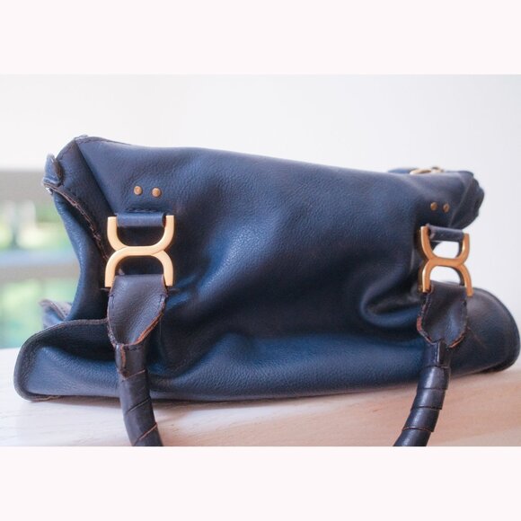 CHLOE MARCIE BAG Medium Calf Leather in a Stunning Blue Color, Gently Used - Picture 10 of 12